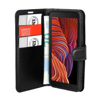 cofi1453® Buch Tasche "Fancy" kompatibel mit SAMSUNG GALAXY XCOVER 5 (G525F) Handy Hülle Etui Brieftasche Schutzhülle mit Standfunktion, Kartenfach Schwarz