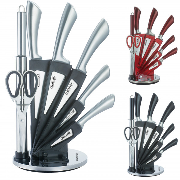 8-teiliges Profi Messer-Set Messerblock sehr hochwertiges Selbstschärfen Messer Küchenmesser Set Kochmesser Edelstahl
