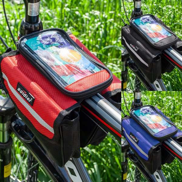 cofi1453® Fahrradtasche mit Handytasche Wasserdicht Universal Gepäcktasche Radtasche Rahmentasche Handyhalterung