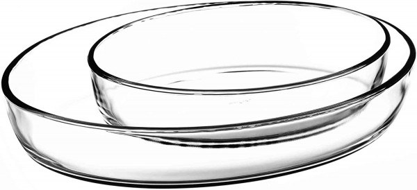 Pasabahce PB-15033 Borcam Oval Glas Auflaufform Servierform Kare Tepsi Glasklar Küche