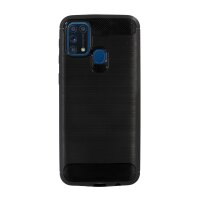 cofi1453® Silikon Hülle Bumper Carbon kompatibel mit SAMSUNG GALAXY M31 (M315F) Case TPU Soft Handyhülle Cover Schutzhülle Schwarz