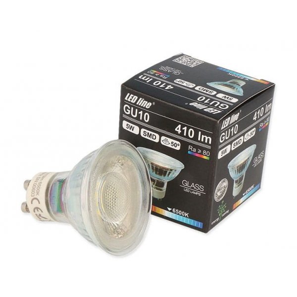 LED Line GU10 SMD 5W Leuchtmittel 410 Lumen Spot Strahler Kaltweiß Glass Einbauleuchte Energiesparlampe 50°