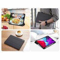 Buch Tasche Hartschale mit Smart Sleep Standfunktion kompatibel mit Apple iPad Pro 12.9" Tablet Hülle Etui Brieftasche Schutzhülle Schwarz