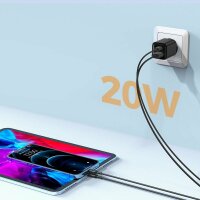 Joyroom wall charger USB / USB Typ C 20W 3A Quick Charge 3.0 Power Delivery SCP AFC kompatibel mit Smartphones schwarz