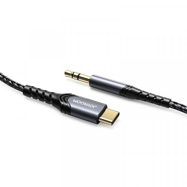 Joyroom Stereo Audio AUX Kabel 3,5 mm Mini-Buchse auf USB Typ C kompatibel mit Smartphones Smartphones 2 m schwarz