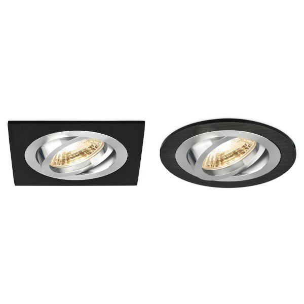 LED GU10 Einbaustrahler Ø75mm Bohrloch inkl. GU10 Fassung MR16 Einbaurahmen Schwenkbar schwarz