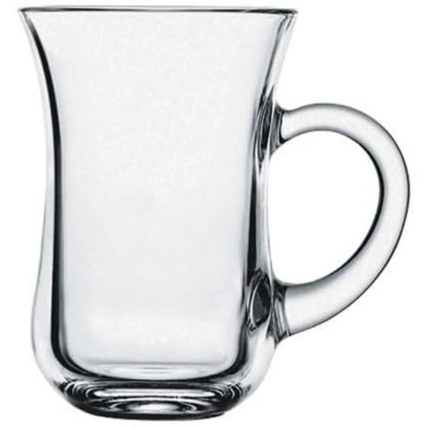 Pasabahce 55411 6er Set Keyif Türkische Teegläser mit Henkel, 145ml Teegläserset, Glas, transparent