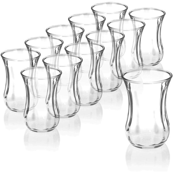 Pasabahce 12er-Set 42021 Türkische Teegläser Teeglas Tee Glas "Optik" 120cc Gläser-Set