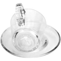 Pasabahce Vela 6er Set Teetassen-Service mit Tellerchen, Glas, Transparent Teegläser-Set mit Untertasse Tee Cappuccino Glas