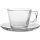 Pasabahce Vela 6er Set Teetassen-Service mit Tellerchen, Glas, Transparent Teegläser-Set mit Untertasse Tee Cappuccino Glas