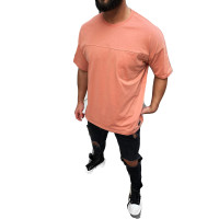 Megaman Oversize Herren T-Shirt mit Tasche Long-Tee Basic Shirt Longshirt Premium Qualität Tops Kurzarm Fashion Melone