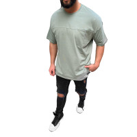 Megaman Oversize Herren T-Shirt mit Tasche Long-Tee Basic Shirt Longshirt Premium Qualität Tops Kurzarm Fashion Olivengrün