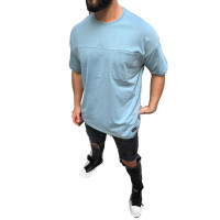 Megaman Oversize Herren T-Shirt mit Tasche Long-Tee Basic...