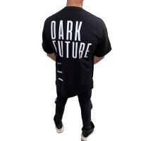 Megaman "DARK FUTUTE" Oversize T-Shirt Herren Sommer Longtee Print Premium Qualität Basic Shirt Schwarz