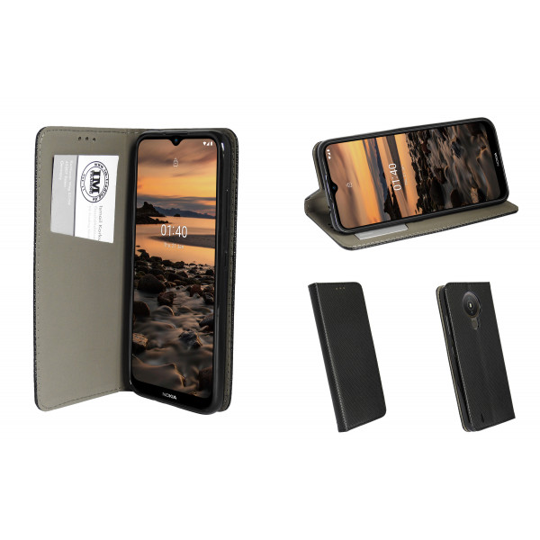 cofi1453® Buch Tasche "Smart" kompatibel mit NOKIA 1.4 Handy Hülle Etui Brieftasche Schutzhülle mit Standfunktion, Kartenfach Schwarz