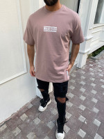 Megaman "What Ever" Oversize T-Shirt Herren Sommer Longtee Print Premium Qualität Basic Shirt Modern Rose