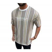 Herren T-Shirt Oversize Shirt Long-Shirt Tee Sommer Shirt Gestreift Modern Mode Fashion gestreift für Herren Olivgrün