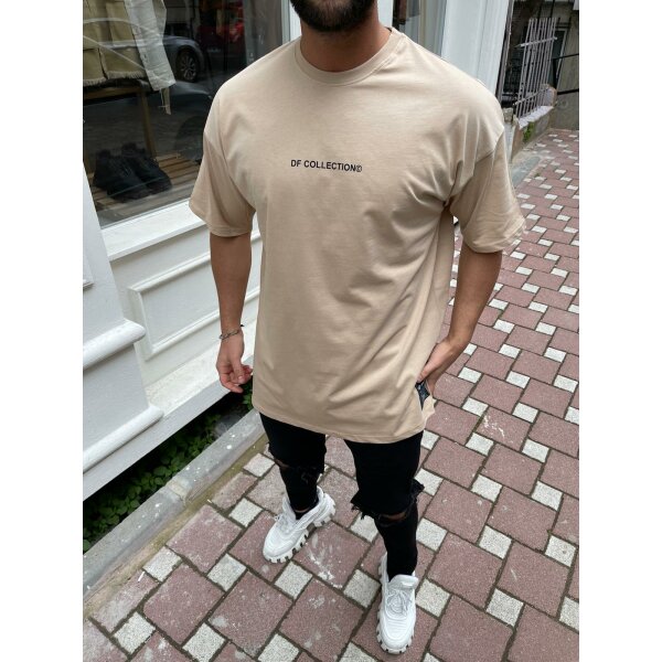 Herren T-Shirt Oversize Shirt " DF COLLECTION" Long-Shirt Tee Sommer Shirt Modern Mode Fashion für Herren Beige