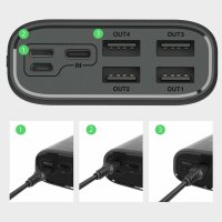 Dudao Powerbank 30000mAh Extrem Hohe Kapazität, Externer Akku mit 4 Output USB Schnellladung Max 4A , Akkupack mit LED Anzeige Externes Ladegerät kompatibel mit Handy, Tablet, Smartphone