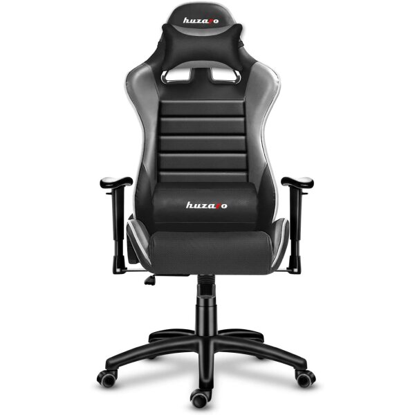 huzaro Grau Force 6.0 Gaming Stuhl Bürostuhl Schreibtischstuhl Verstellbare Armlehnen Ergonomisches Design Nackenkissen Lendenkissen Grau Standard