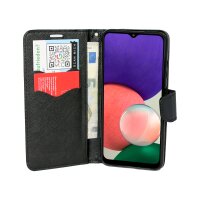 cofi1453® Buch Tasche "Fancy" kompatibel mit SAMSUNG GALAXY A22 5G (A226B) Handy Hülle Etui Brieftasche Schutzhülle mit Standfunktion, Kartenfach Schwarz