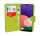 cofi1453® Buch Tasche "Fancy" kompatibel mit SAMSUNG GALAXY A22 5G (A226B) Handy Hülle Etui Brieftasche Schutzhülle mit Standfunktion, Kartenfach Blau-Grün