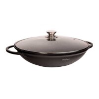 WOK Wokpfanne Woktopf Silikongriffe Induktion 36cm Aluguss mit Deckel Bratpfanne Marmorbeschichtung