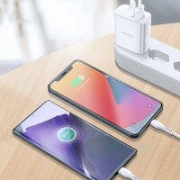 Dux Ducis 3A Quick Charger 20W Schnell-Ladegerät Netzteil Handy Ladegerät PD+QC3.0 USB + USB Typ-C kompatibel mit Smartphone weiß