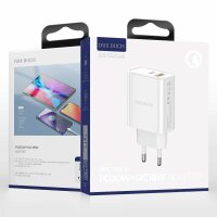 Dux Ducis 3A Quick Charger 20W Schnell-Ladegerät Netzteil Handy Ladegerät PD+QC3.0 USB + USB Typ-C kompatibel mit Smartphone weiß