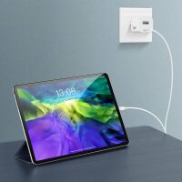 Dux Ducis 3A Quick Charger 30W Schnell-Ladegerät Netzteil Handy Ladegerät PD+QC3.0 USB + USB Typ-C 3.0 kompatibel mit Smartphone weiß