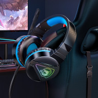 Hoco Gaming Headset für PC, Laptop Stereo Virtual Surround Sound, mit Mikrofon LED-Beleuchtung Over-Ear Kopfhörer Ohrhörer, schwarz