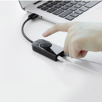Ugreen externe Soundkarte Musik USB Adapter - 3,5 mm Miniklinke mit Lautstärkeregler 15cm schwarz