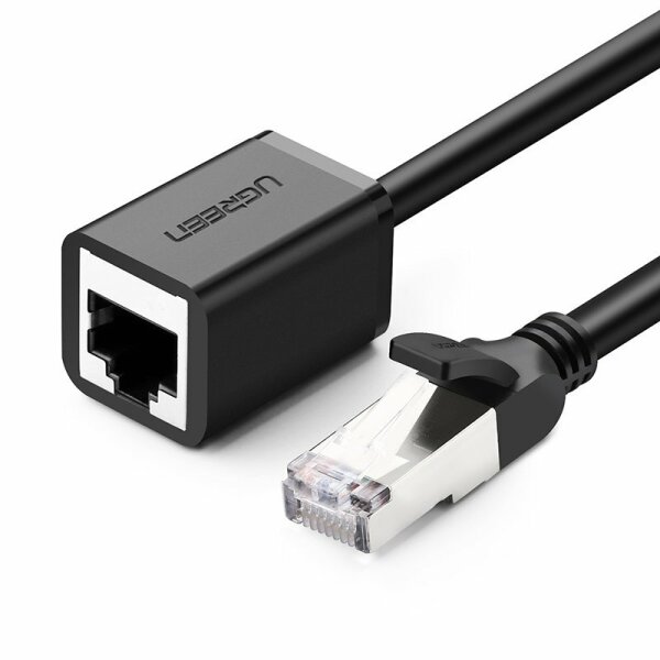 Ugreen Verlängerungskabel Ethernet RJ45 Cat 6 FTP 1000Mbps 1m Verbinder Adapter Netzwerk Ethernet-Kabel Schwarz