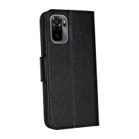 cofi1453® Buch Tasche "Fancy" kompatibel mit XIAOMI REDMI NOTE 10 Handy Hülle Etui Brieftasche Schutzhülle mit Standfunktion, Kartenfach Schwarz