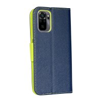 cofi1453® Buch Tasche "Fancy" kompatibel mit XIAOMI REDMI NOTE 10 Handy Hülle Etui Brieftasche Schutzhülle mit Standfunktion, Kartenfach Blau-Grün