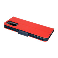 cofi1453® Buch Tasche "Fancy" kompatibel mit XIAOMI REDMI NOTE 10 Handy Hülle Etui Brieftasche Schutzhülle mit Standfunktion, Kartenfach Rot-Blau