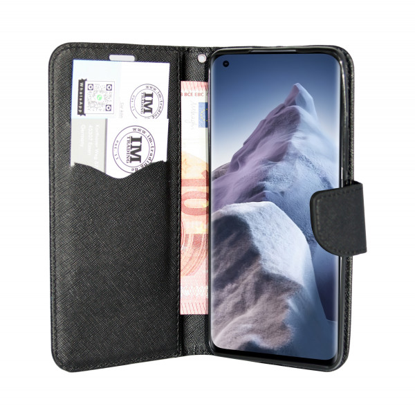 cofi1453® Buch Tasche "Fancy" kompatibel mit XIAOMI MI 11 ULTRA Handy Hülle Etui Brieftasche Schutzhülle mit Standfunktion, Kartenfach Schwarz