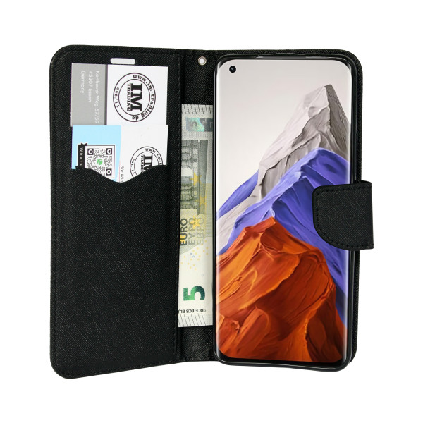 cofi1453® Buch Tasche "Fancy" kompatibel mit XIAOMI MI 11 PRO Handy Hülle Etui Brieftasche Schutzhülle mit Standfunktion, Kartenfach Schwarz