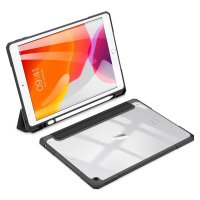Dux Ducis Toby Eco-Leather Tablet-Ledertasche Schale Cover für iPad 7/8 10.2" mit Smart-Sleep Funktion Wake-Up Stifthalter Schutzhülle in Schwarz