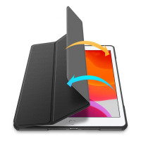 Dux Ducis Toby Eco-Leather Tablet-Ledertasche Schale Cover für iPad 7/8 10.2" mit Smart-Sleep Funktion Wake-Up Stifthalter Schutzhülle in Schwarz