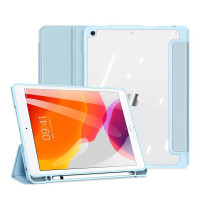 Dux Ducis Toby Eco-Leather Tablet-Ledertasche Schale Cover für iPad 7/8 10.2" mit Smart-Sleep Funktion Wake-Up Stifthalter Schutzhülle in Blau