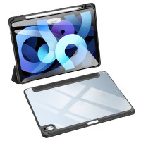 Dux Ducis Toby Eco-Leather Tablet-Ledertasche Schale Cover für iPad Air 4 10.9" mit Smart-Sleep Funktion Wake-Up Stifthalter Schutzhülle Schwarz