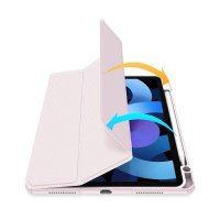 Dux Ducis Toby Eco-Leather Tablet-Ledertasche Schale Cover für iPad Air 4 10.9" mit Smart-Sleep Funktion Wake-Up Stifthalter Schutzhülle Pink