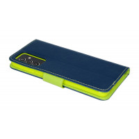 cofi1453® Buch Tasche "Fancy" kompatibel mit SAMSUNG GALAXY A82 (A826S) Handy Hülle Etui Brieftasche Schutzhülle mit Standfunktion, Kartenfach Blau-Grün