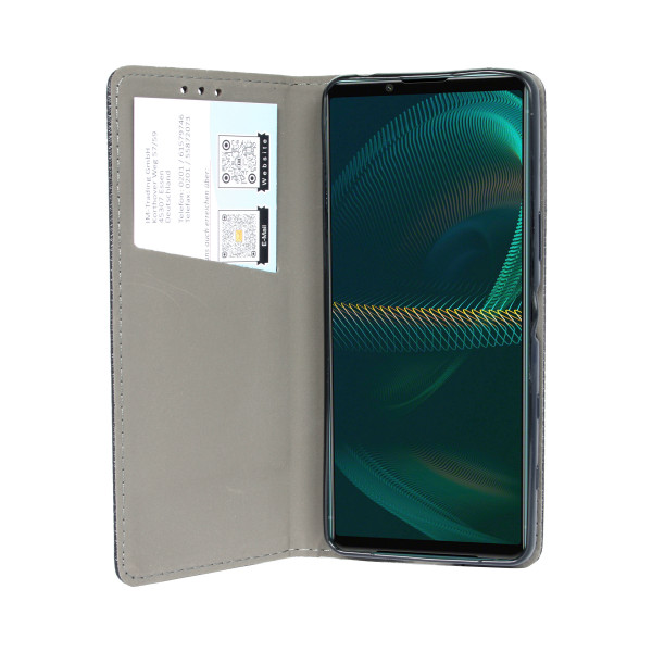 cofi1453®  Elegante Buch-Tasche Hülle Smart Magnet kompatibel mit Sony Xperia 5 III Leder Optik Wallet Book-Style Cover Schale Schwarz
