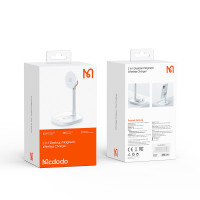 Mcdodo 2 in 1 Multi-Funktion Desktop MagSafe Magnetisch Qi Wireless Ladegerät Ständer kompatibel mit Smartphones & Kopfhörern, weiß