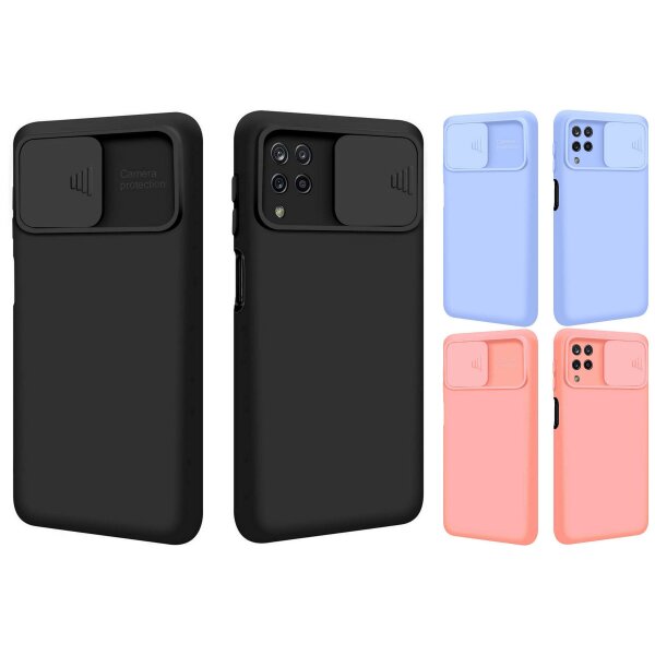 cofi1453® 360 Grad Schutz CamShield Silikon Cover Case Slim Handyhülle Schutzhülle mit Kameraschutz Kameraabdeckung kompatibel mit Samsung Galaxy A12 (A125F)