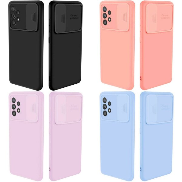 cofi1453® 360 Grad Schutz CamShield Silikon Cover Case Slim Handyhülle Schutzhülle mit Kameraschutz Kameraabdeckung kompatibel mit Samsung Galaxy A52 (A525F)