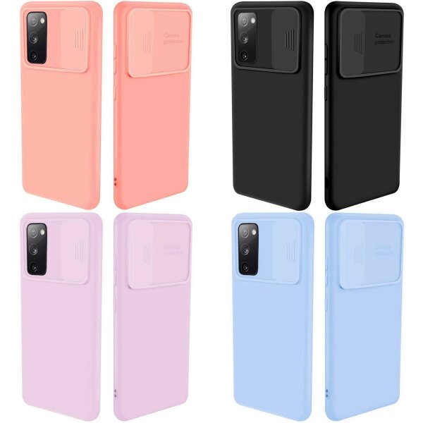 cofi1453® 360 Grad Schutz CamShield Silikon Cover Case Slim Handyhülle Schutzhülle mit Kameraschutz Kameraabdeckung kompatibel mit Samsung Galaxy S20 FE (G780F)