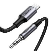 Ugreen Kabel AUX MFI iPhone Audiokabel 3,5mm Miniklinke 1 Meter Adapter HiFi Klinke Adapter, grau